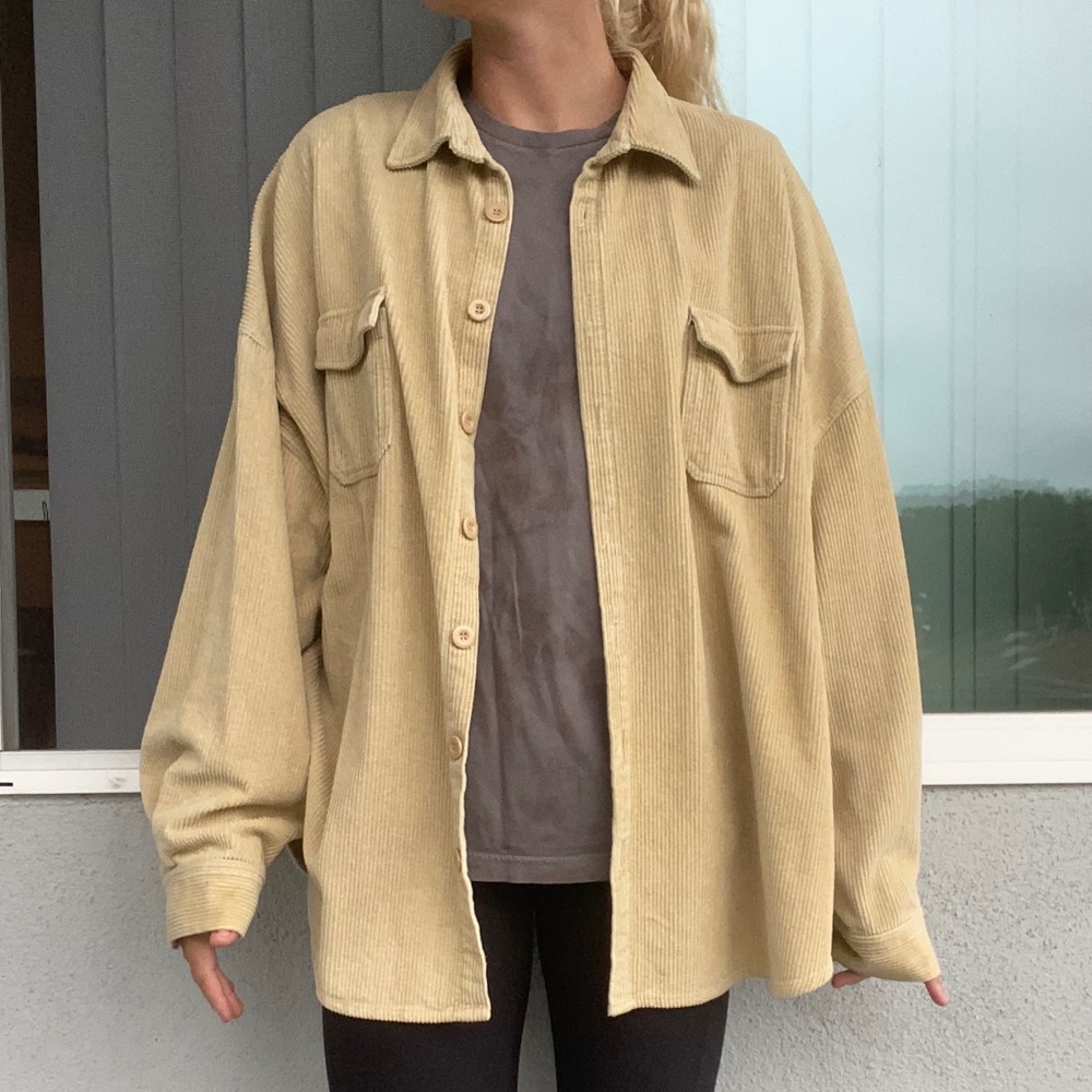 Tan Oversized Corduroy Button Down (CSB)